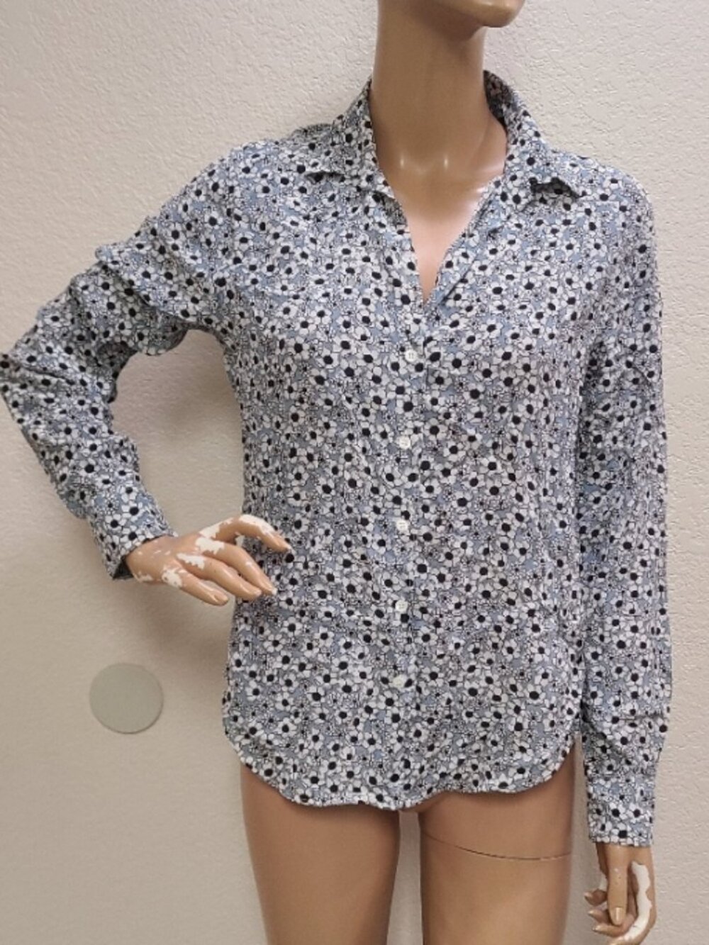 ASPESI 100% SILK DAISY FLORAL PRINT BUTTON DOWN SHIRT TOP BLOUSE sz 40